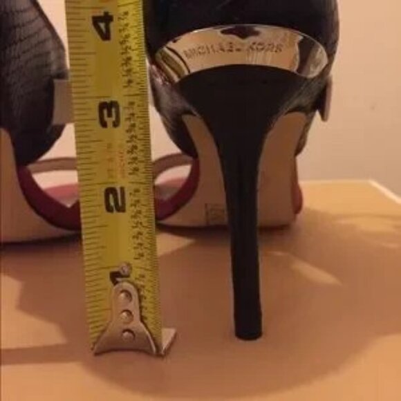 MICHAEL KORS Adriana Ankle Strap Heels in a black, red and white color. - Picture 4 of 4